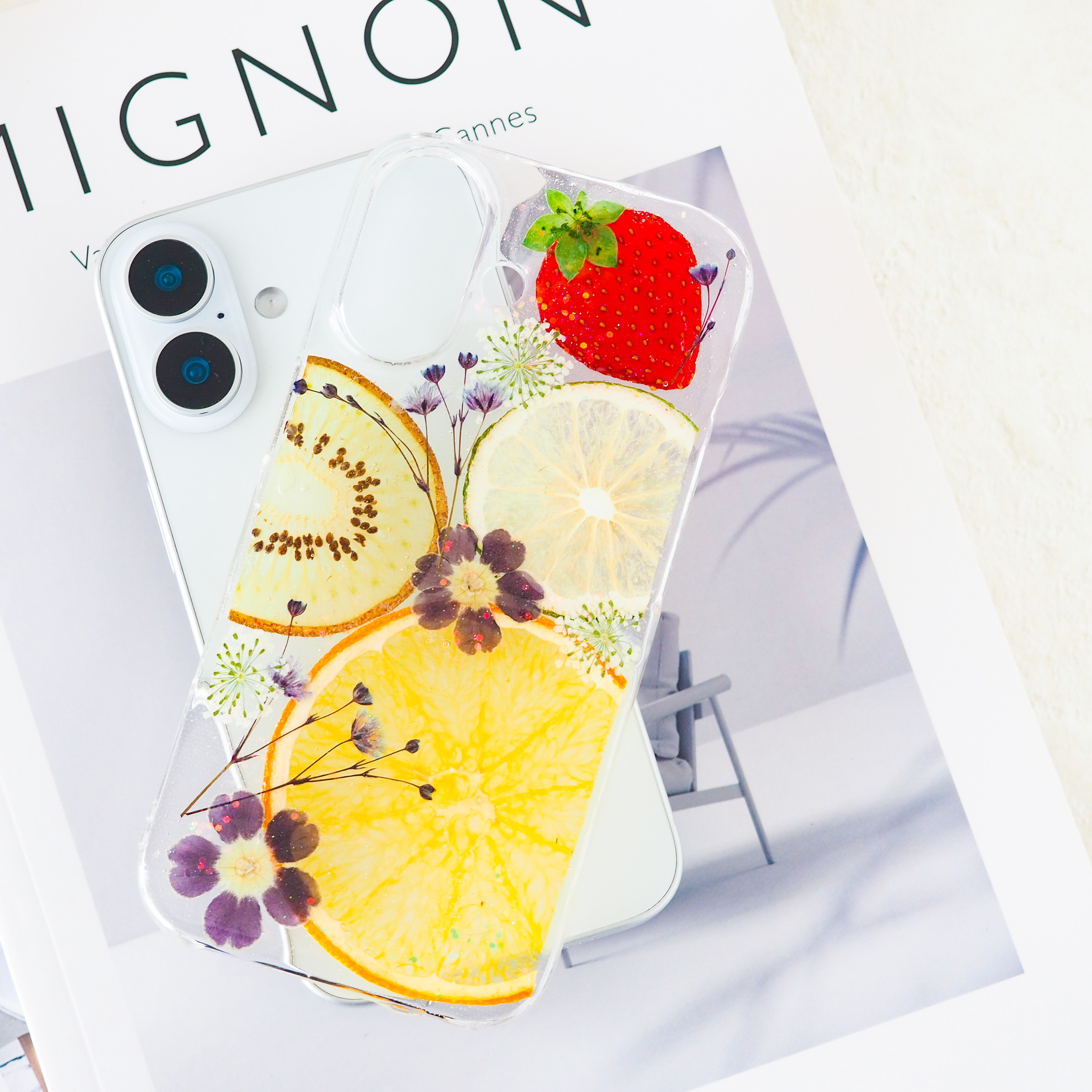 ＊花と果実のハーモニー押し花ケース＊405 全機種対応 本物のお花 スマホショルダー 名入れ iPhone17 ✼