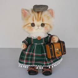 アートドール トラ猫 羊毛フェルト フェイクファー テディキャット 本