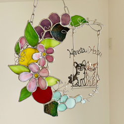 ステンドグラス 吊り下げインテリア クジラと星 モビール micatglass