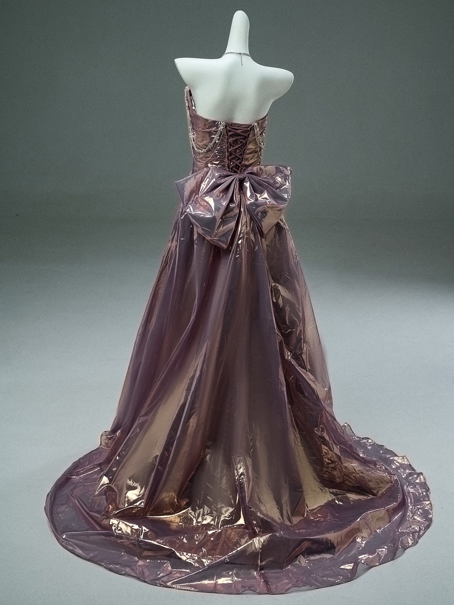 豪華 紫 キラキラ きバックリボン ドレス ウェディングドレス パーティー 演奏会 二次会 前撮り 披露宴 AK143
