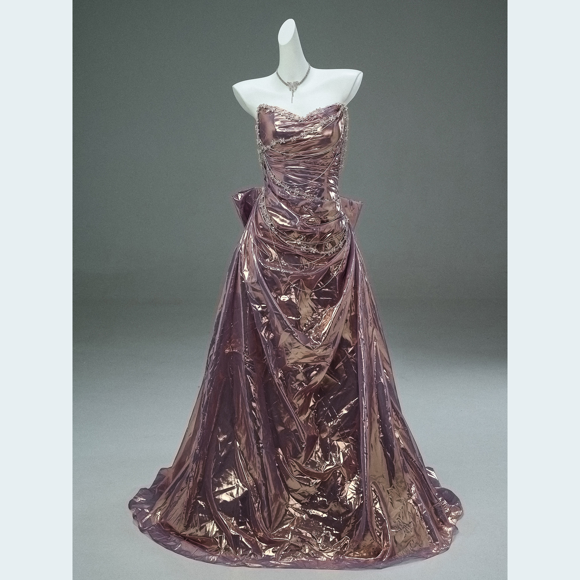 豪華 紫 キラキラ きバックリボン ドレス ウェディングドレス パーティー 演奏会 二次会 前撮り 披露宴 AK143