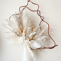 横向きスワッグ ベージュピンク ドライフラワー 横長スワッグ スワッグ