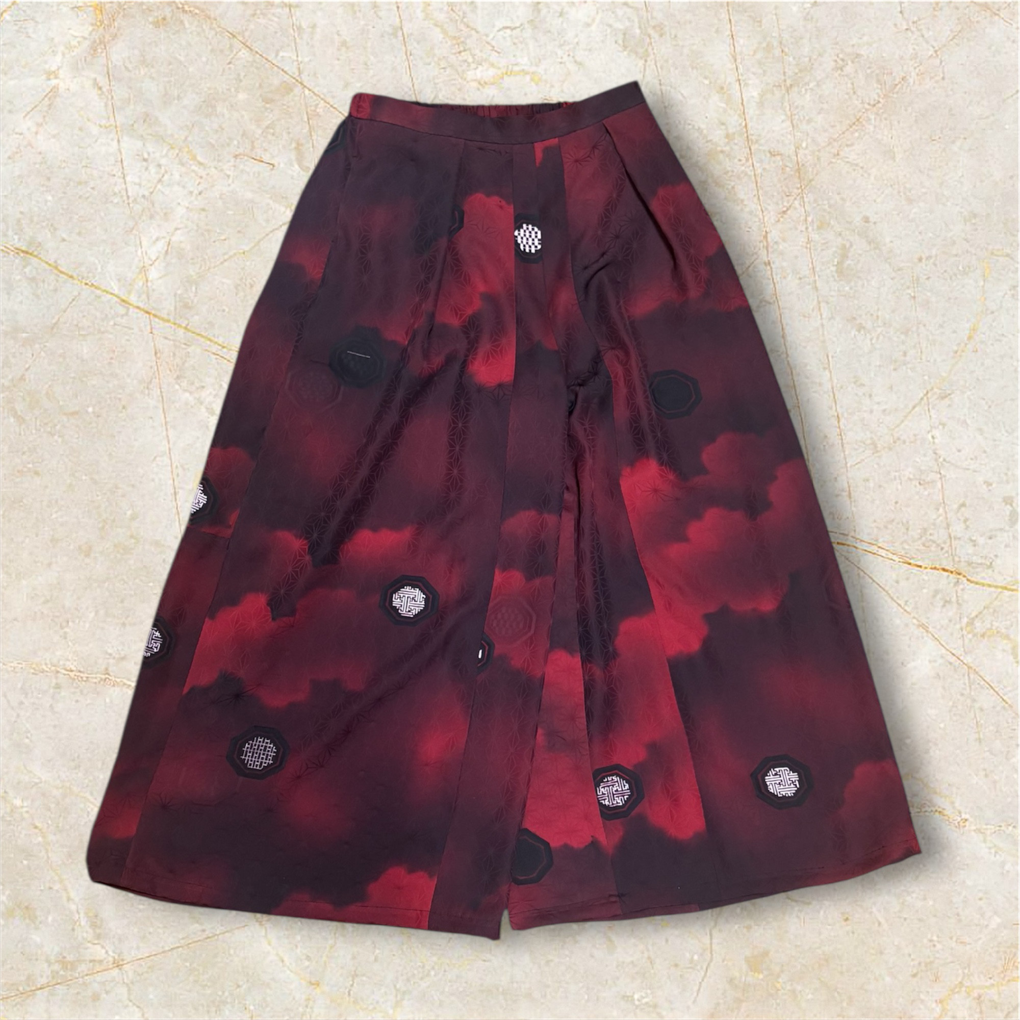 着物リメイク 麻の葉 ワイドパンツ