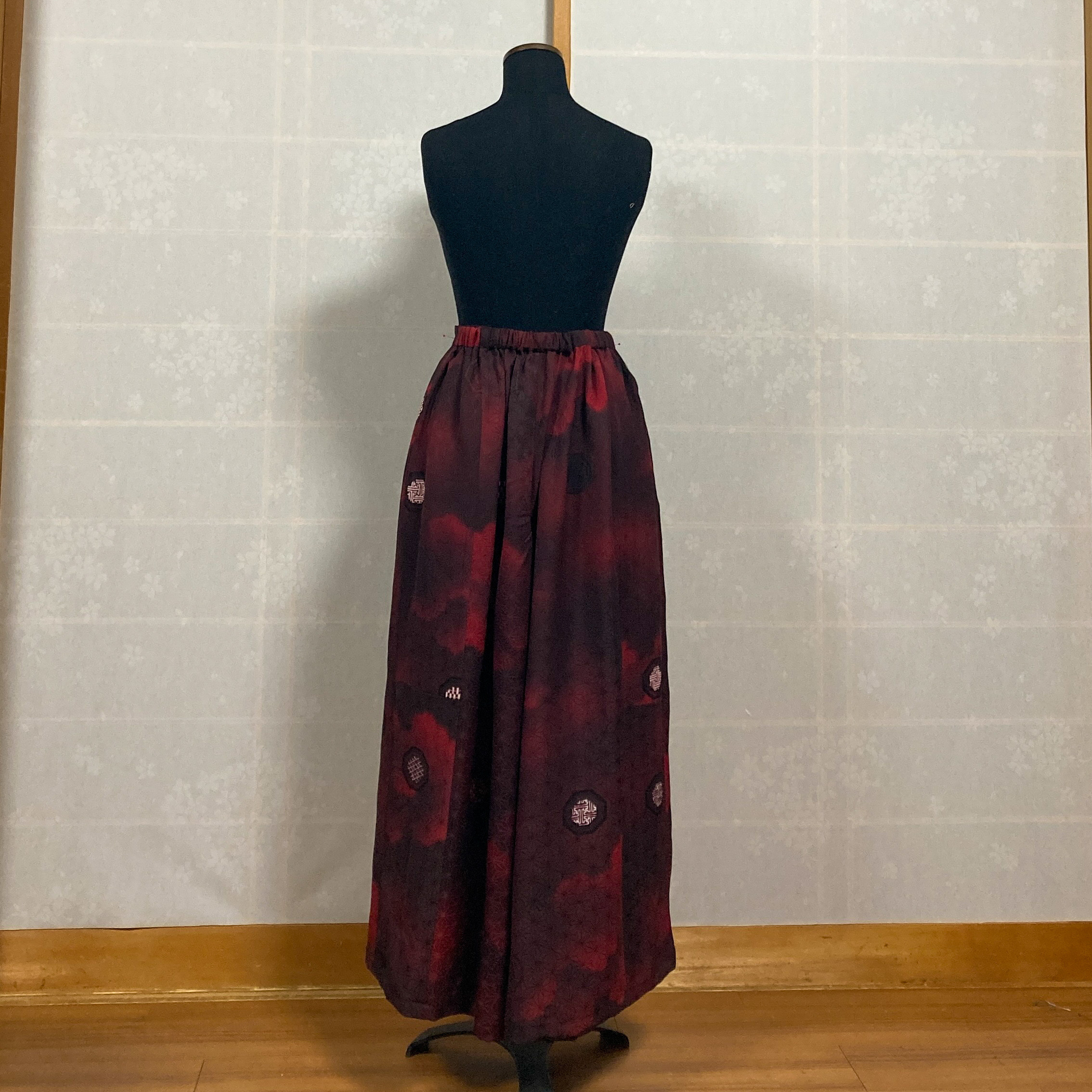 着物リメイク 麻の葉 ワイドパンツ