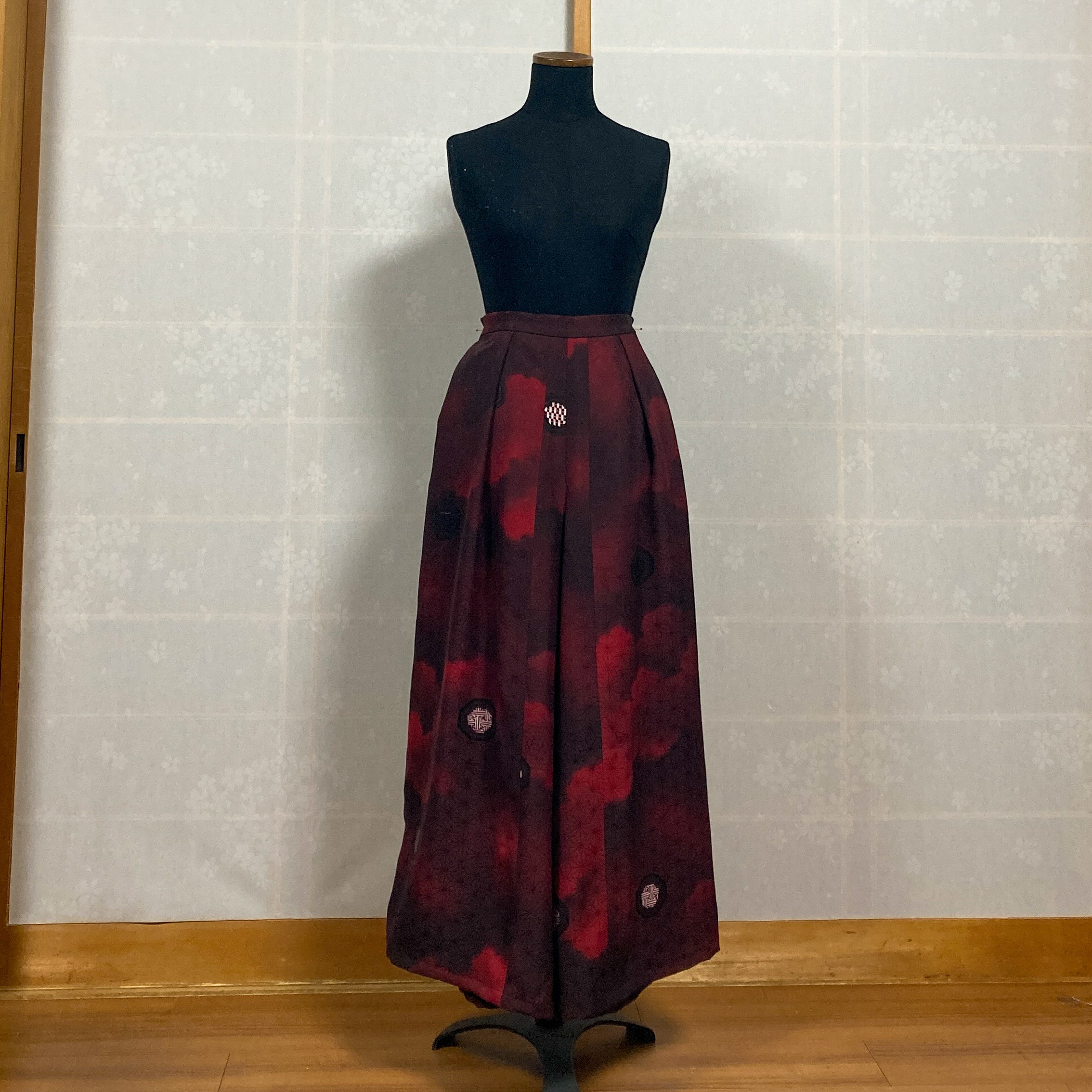 着物リメイク 麻の葉 ワイドパンツ