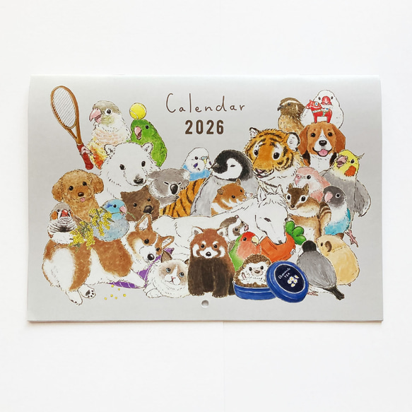 2026年 見開きA3カレンダー HAPPY ANIMAL YEAR!! 1枚目の画像