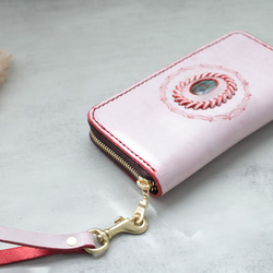 「天然石×皮革組合」拉鍊風琴「長皮夾」收納容量超強 第5張的照片