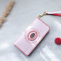 「天然石×皮革組合」拉鍊風琴「長皮夾」收納容量超強 第2張的照片