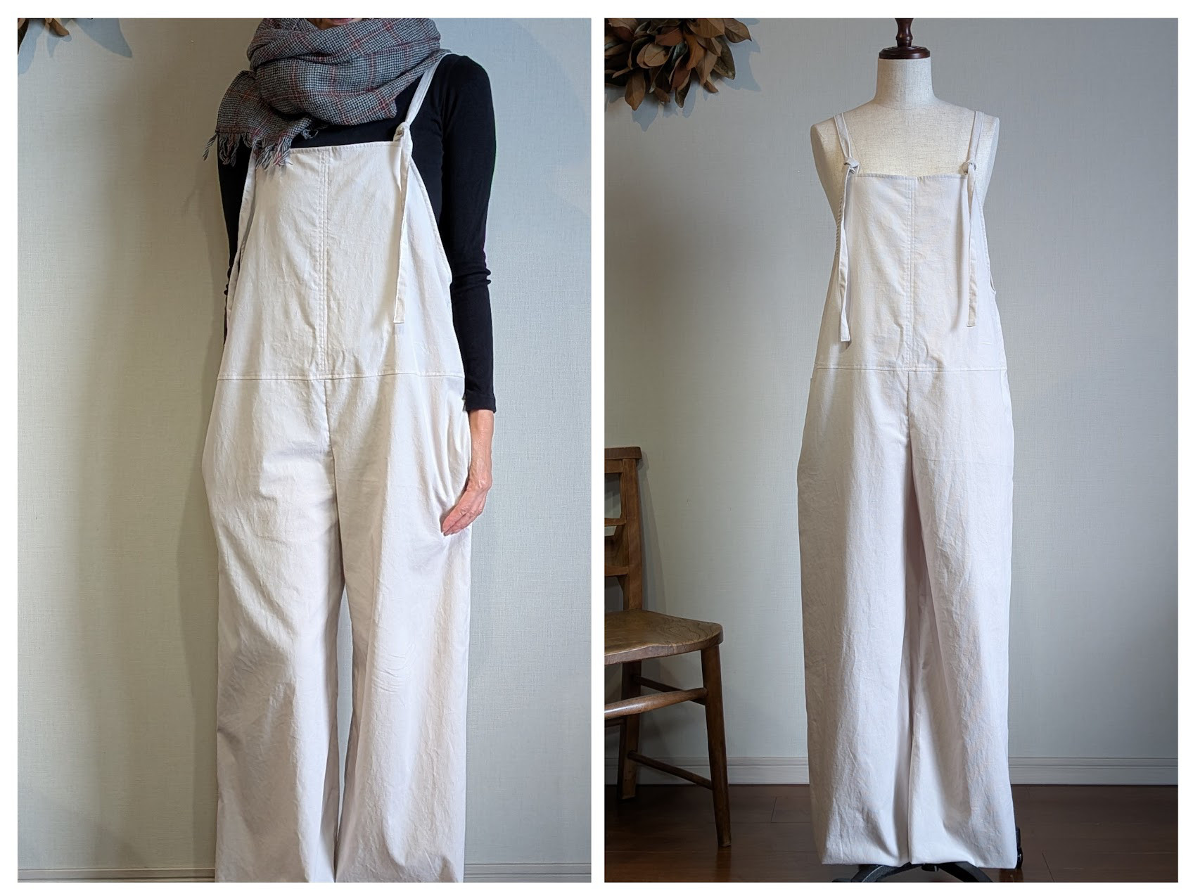 コーデュロイ サロペットパンツ_アッシュホワイト