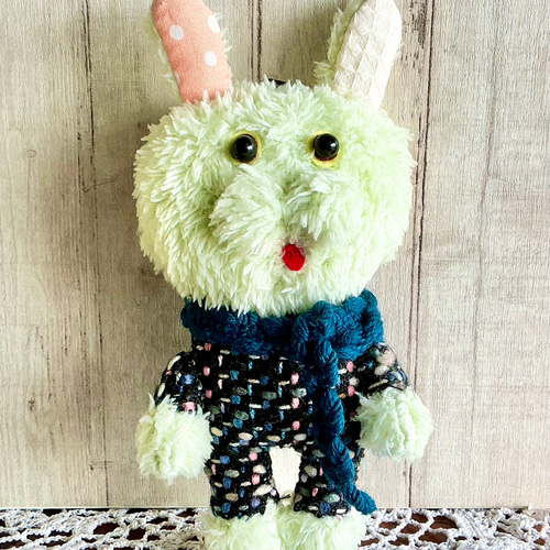 マフラーウサギ ぬいぐるみ マスコット ボア ボールチェーンストラップ