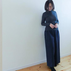 ハンサム系黒ボトム■TCデニムのワイドパンツ・ブラック 2枚目の画像