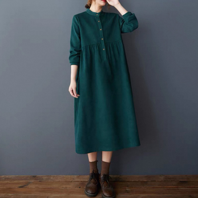 秋の新作、ワンピース、長袖、レディース、 ゆったり、春、コーデュロイ 4,267円