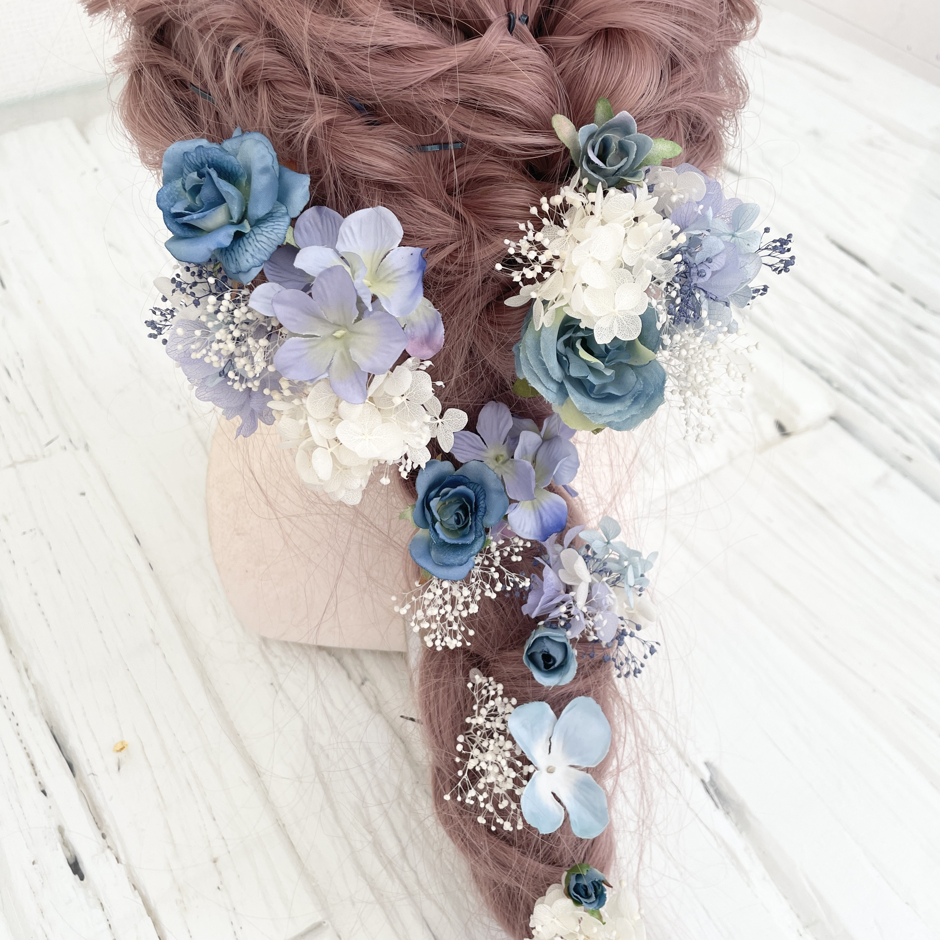 ターコイズブルー　髪飾り　ヘッドドレス　ラプンツェル