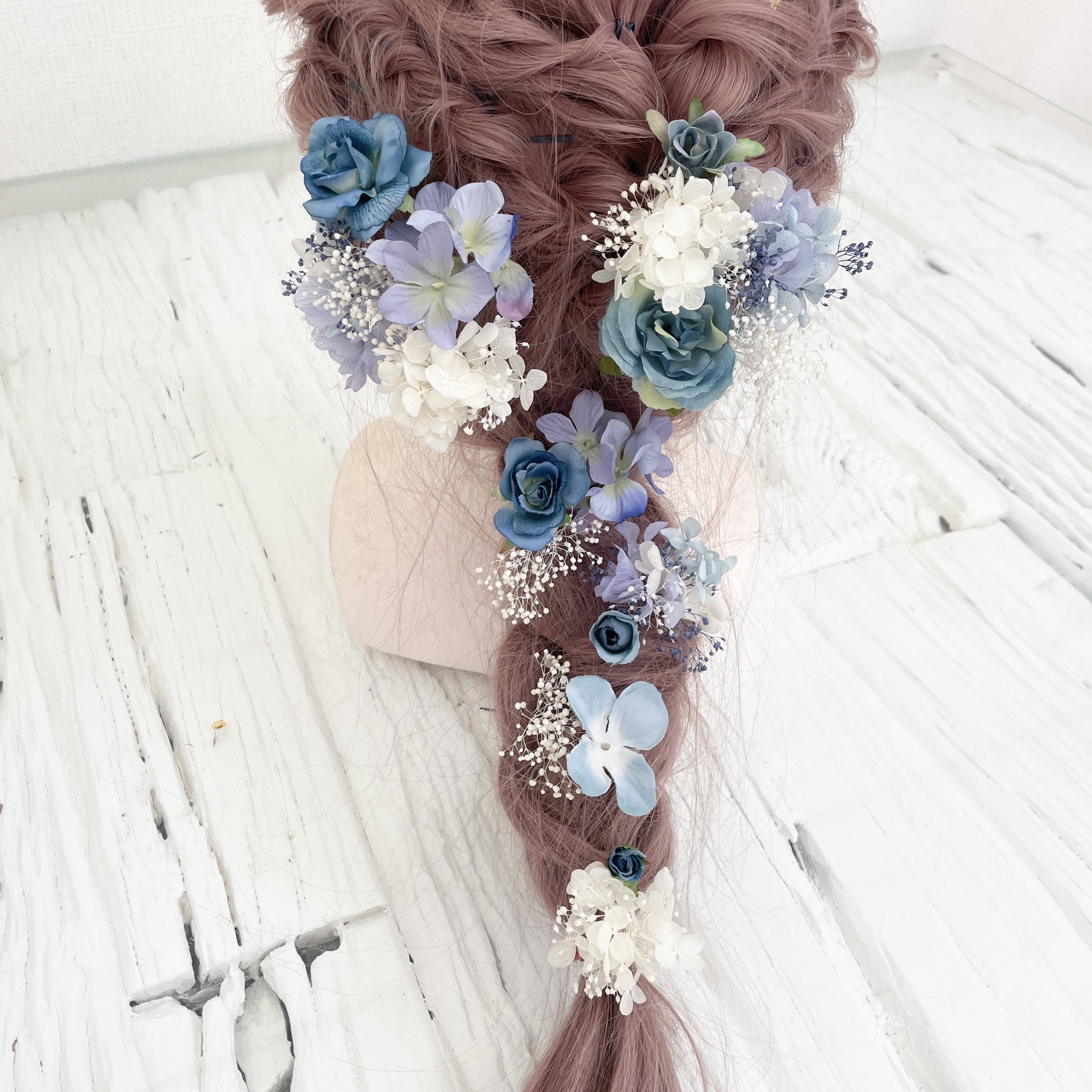 ターコイズブルー　髪飾り　ヘッドドレス　ラプンツェル