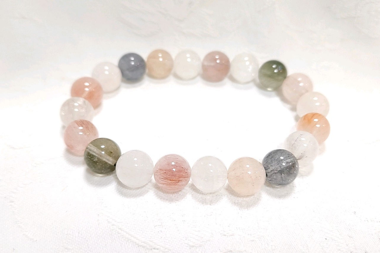 【高品質】ミックスラビットヘアルチルクォーツ◇ブレスレット◇天然石◇