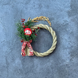 ミモザとグリーンのナチュラルリース 28cmLサイズ | ドライフラワー