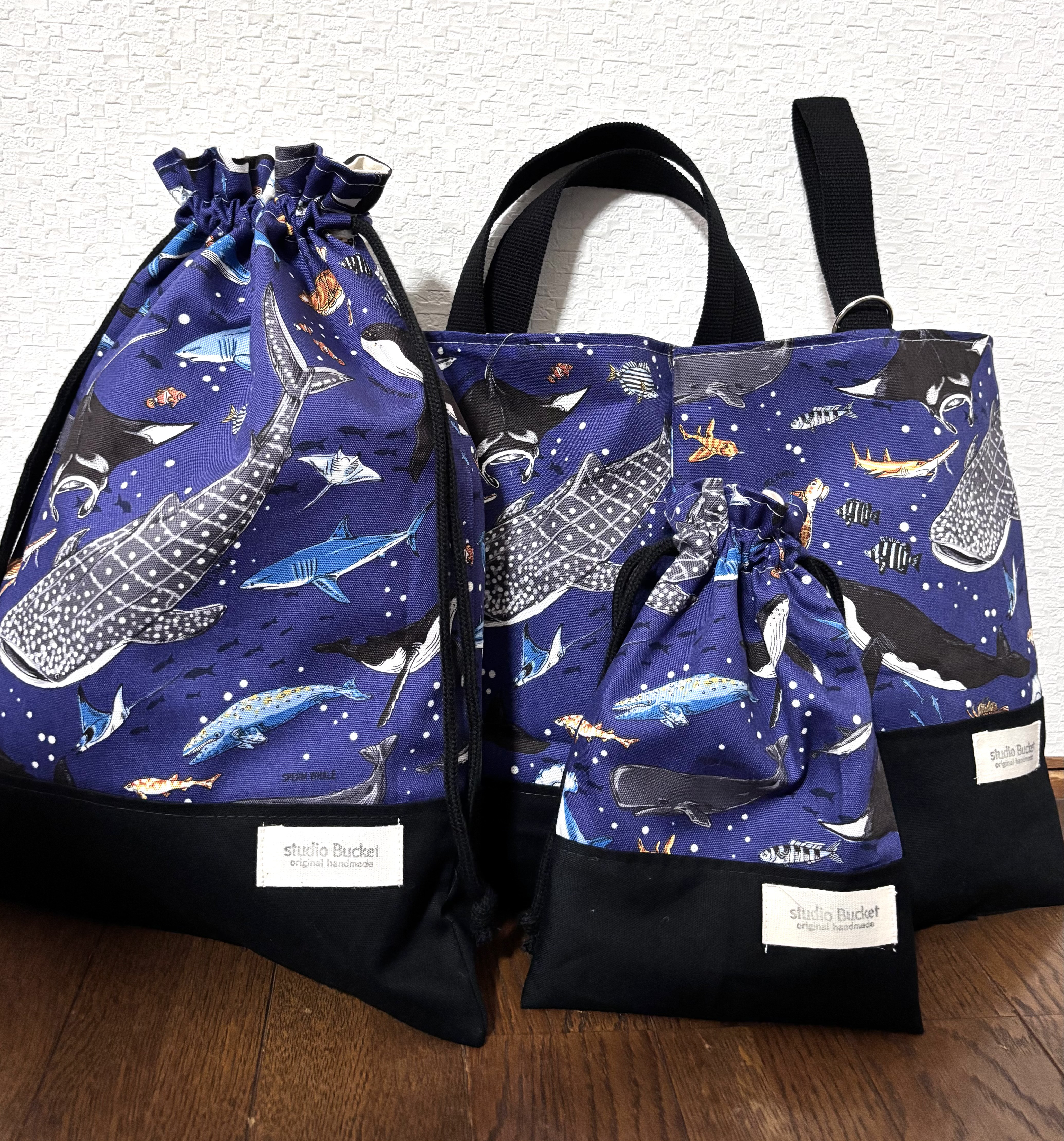 【入園入学】レッスンバッグ、お着替え袋、シューズ袋、巾着セット