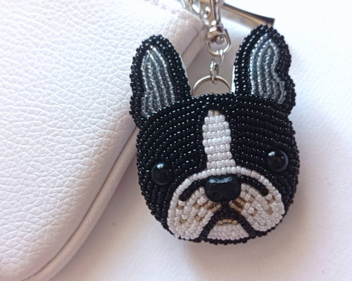 ボストンテリア(お耳グレー) チャーム・キーホルダー・バッグチャーム