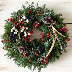 1.ハーフリース クリスマス2weyハーフリース | ドライフラワースワッグと布雑貨