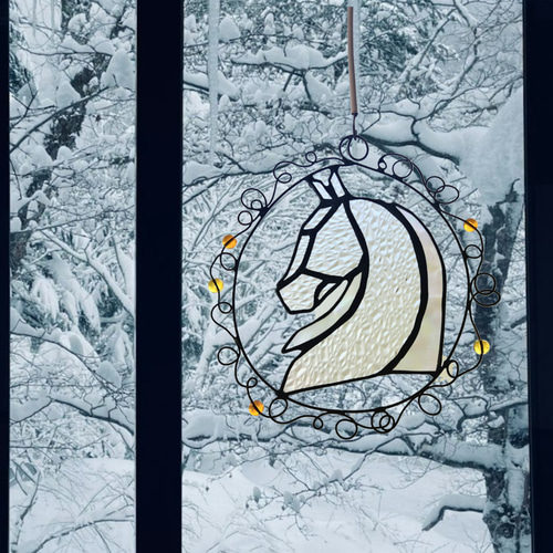 馬の顔 サンキャッチャー ステンドグラス雑貨 インテリア雑貨 プチ