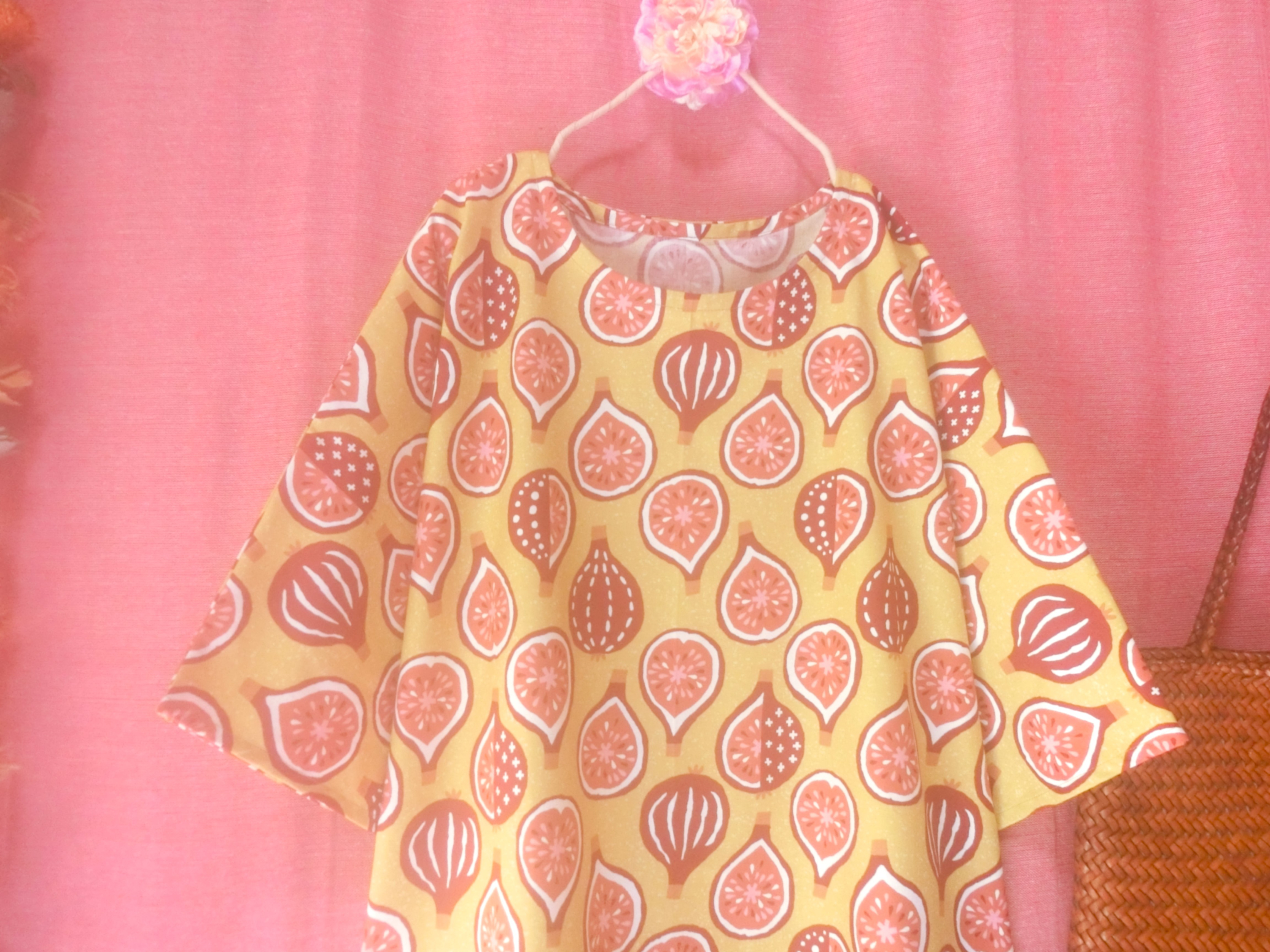 ◆sale◆ 【秋色・重ね着】北欧いちじく ゆったりワンピース　mustard