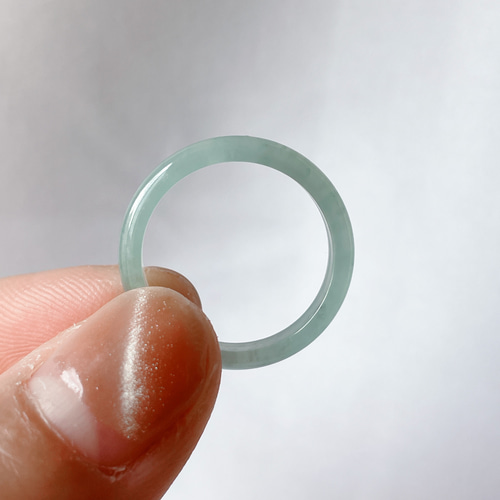 新入荷】本翡翠保証‼️天然A貨無処理本翡翠くり抜きリング 藍水13号