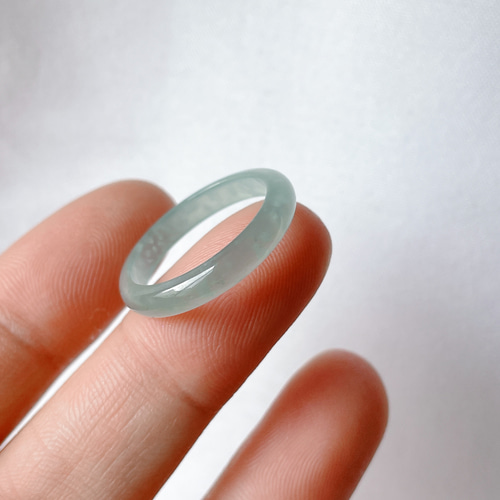 新入荷】本翡翠保証‼️天然A貨無処理本翡翠くり抜きリング 藍水13号