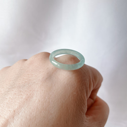 【新入荷】本翡翠保証‼️天然A貨無処理本翡翠くり抜きリング　藍水13号　T09009 4枚目の画像