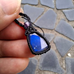 希少イラン産】イラン産ターコイズの天然石マクラメペンダント[PEN-736