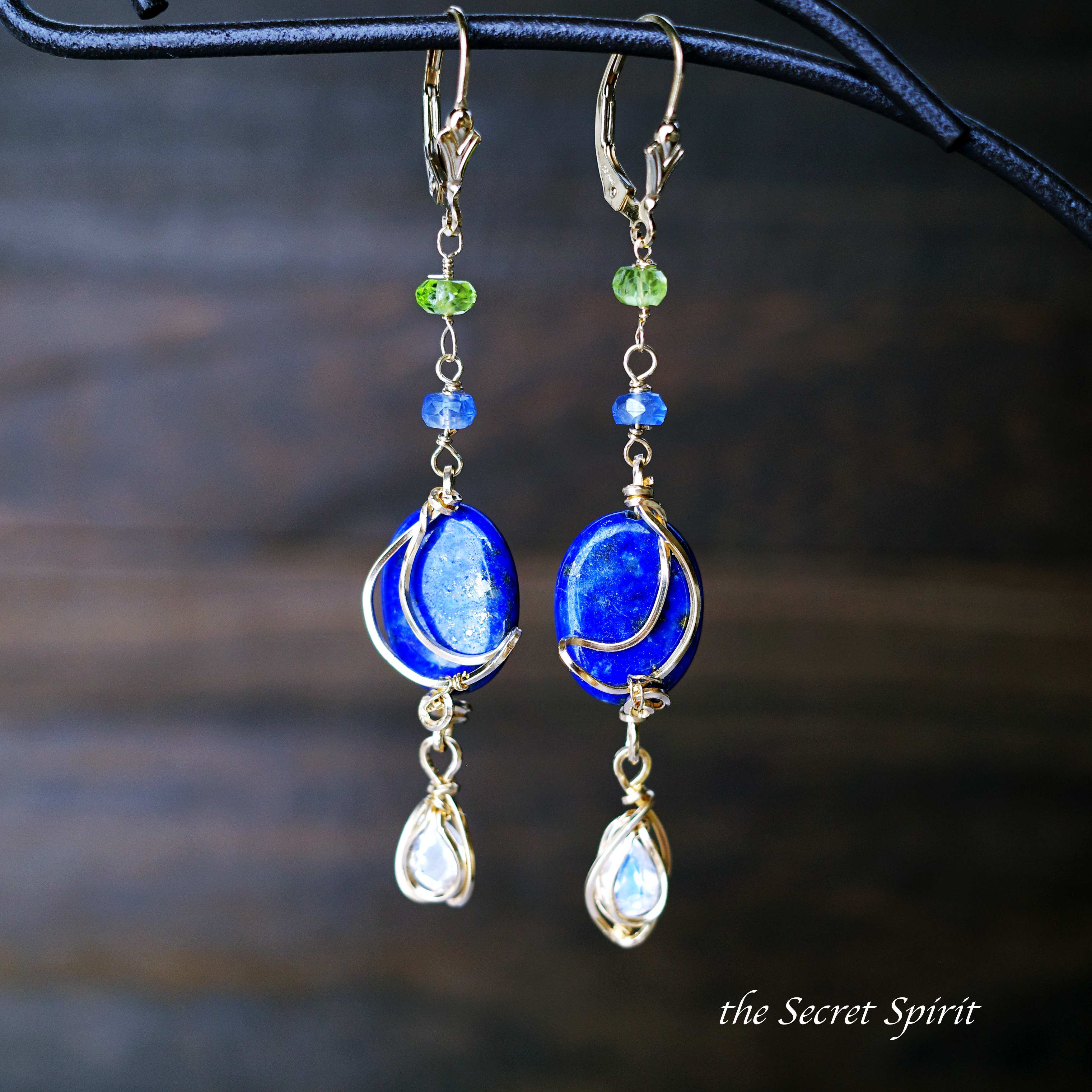 【魔女っ子ムーンピアス ラピスラズリ】 14Kgfピアス/イヤリング