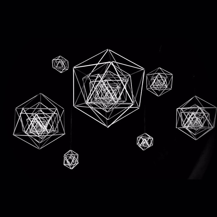 ヒンメリ★フラクタル (正20面体 5層) サンキャッチャー付  幾何学オブジェクリスマスオーナメント 見る瞑想