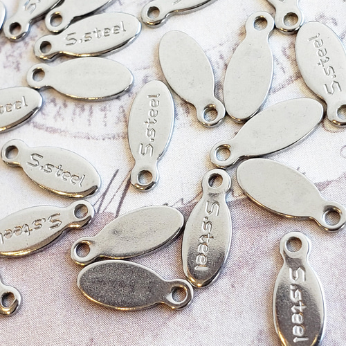 50個 304ステンレス 刻印プレート タグ オーバル チャーム パーツ
