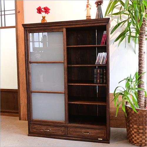 昭和 食器棚 リメイク ガラスキャビネット 飾り棚 アンティーク 店舗