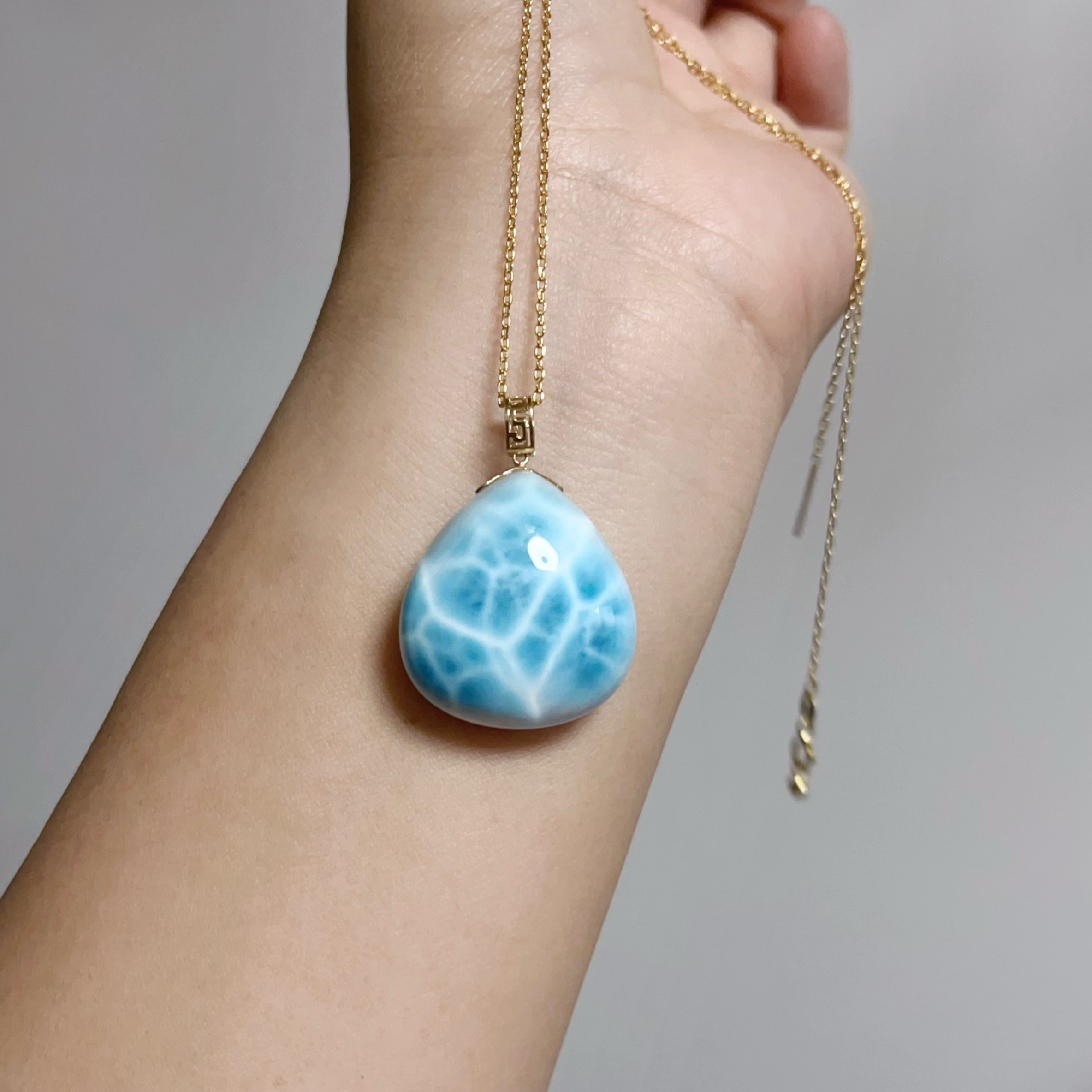 天然無処理　ラリマー  ペンダント k18 No9286500165