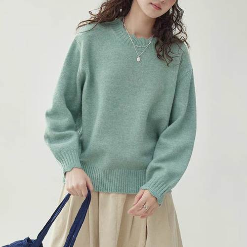 受注製作＞春秋 冬 セーター ニット ライムグリーン ニット・セーター