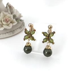 シュシュ  ヘアゴム  ビーズ  グリーン シュシュ ヘアゴム ビーズ グリーン