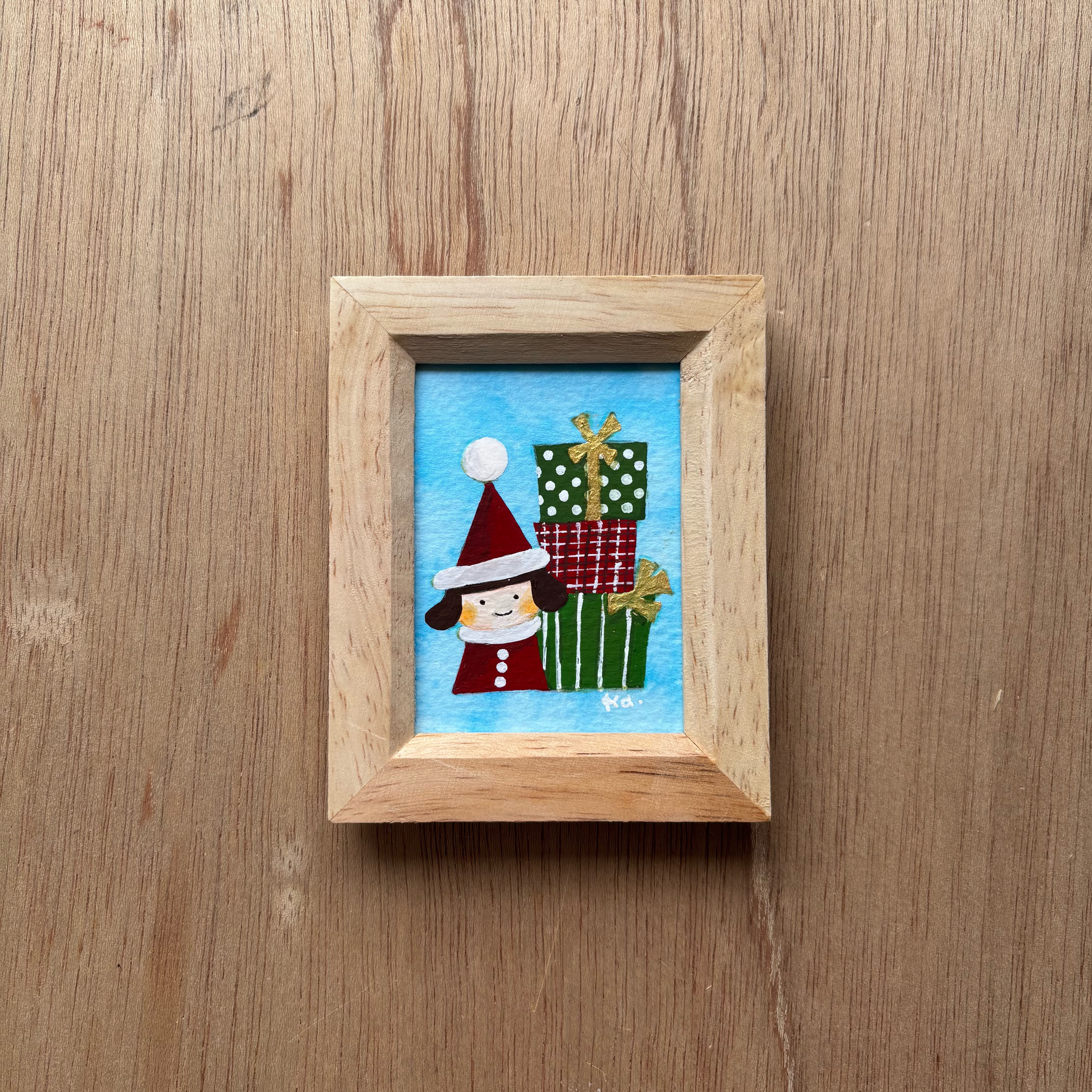 「christmas present」ミニ額　キラキラ原画