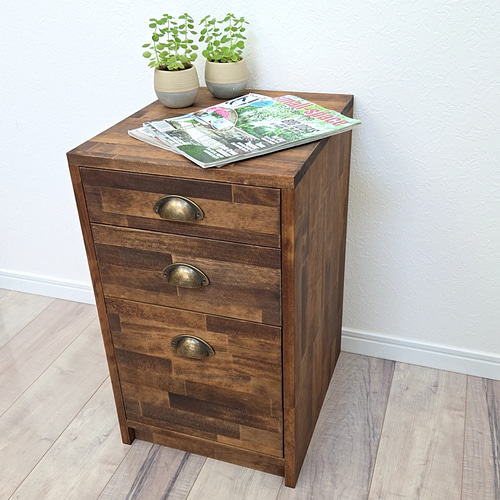 ふ*ぐ様 オークション格安出品★3段収納+引き出し　アンティーク風チェスト　サイ A4が入る アンティーク風 木製3段チェスト チェスト・キャビネット OC