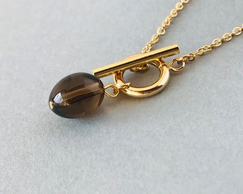 天然石スモーキークォーツ✴︎マンテル ロングネックレス チェーン