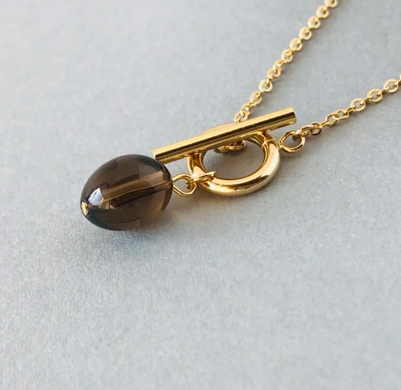 天然石スモーキークォーツ✴︎マンテル ロングネックレス チェーン