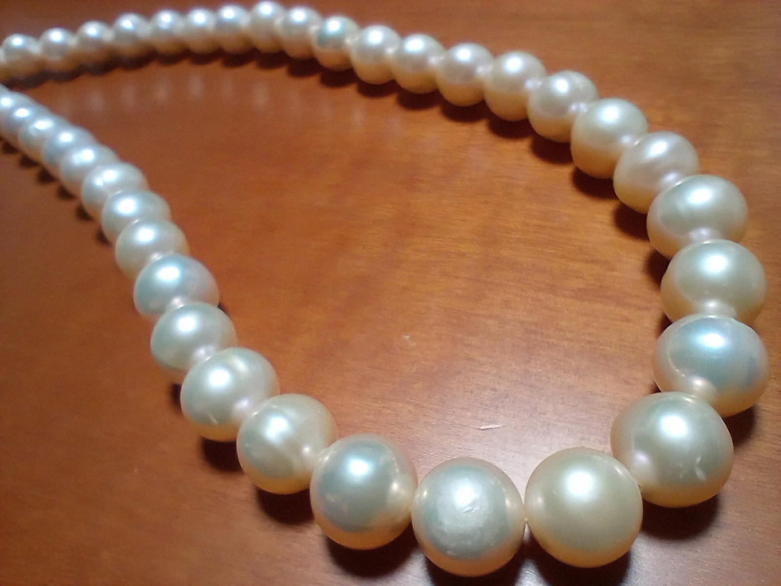 9.5～10mm淡水パールポテト【一連38cm】オレンジピンク