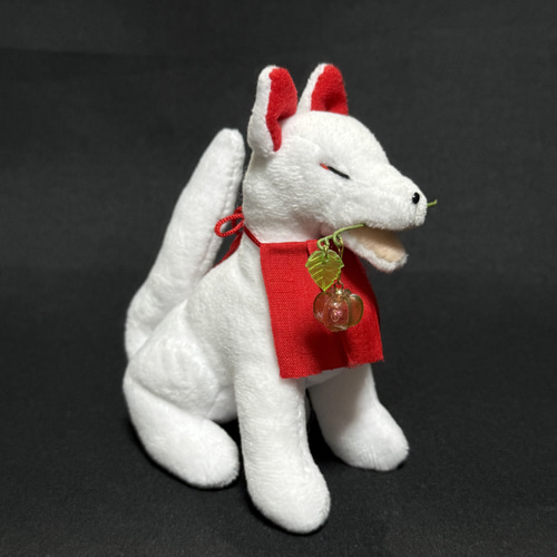 稲荷狐(いなりぎつね) 白 神社 眷属 ぬいぐるみ 和風 ぬいぐるみ ご