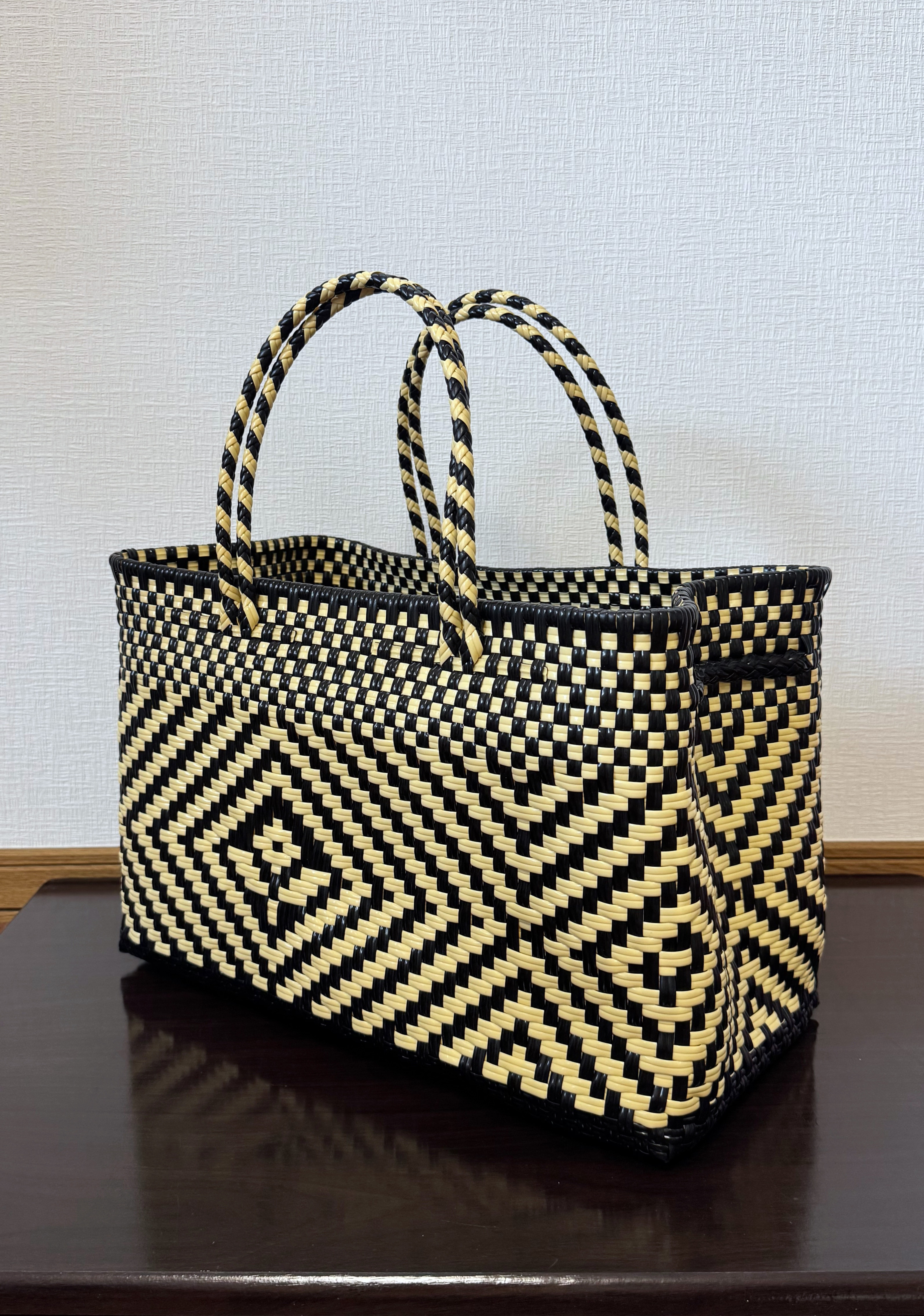まるごと洗えるバッグ　パサールバッグ　プラカゴ　メルカド　大容量　トートバッグ　模様編み　細あみ　XLサイズ