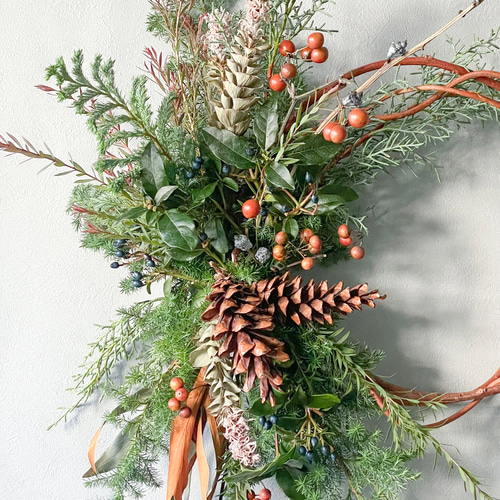 リース ハーフリース クリスマスリース ドライフラワー クリスマス