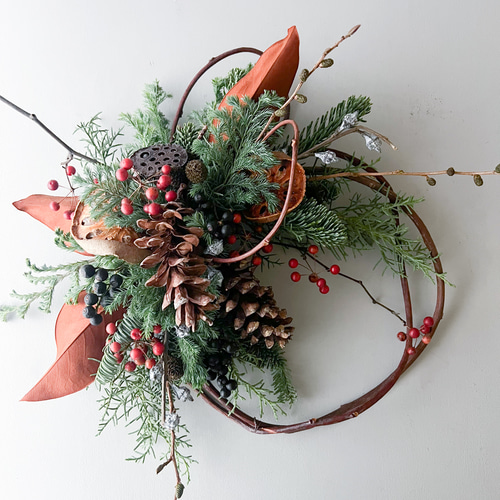 リース ハーフリース クリスマスリース ドライフラワー クリスマス