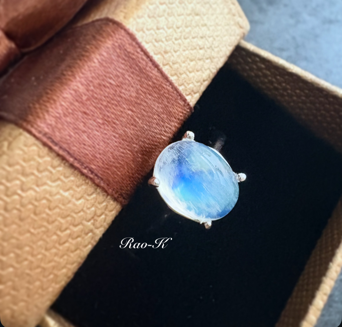 ✨silver925大人のクラシックリング〜極上レインボームーンストーン