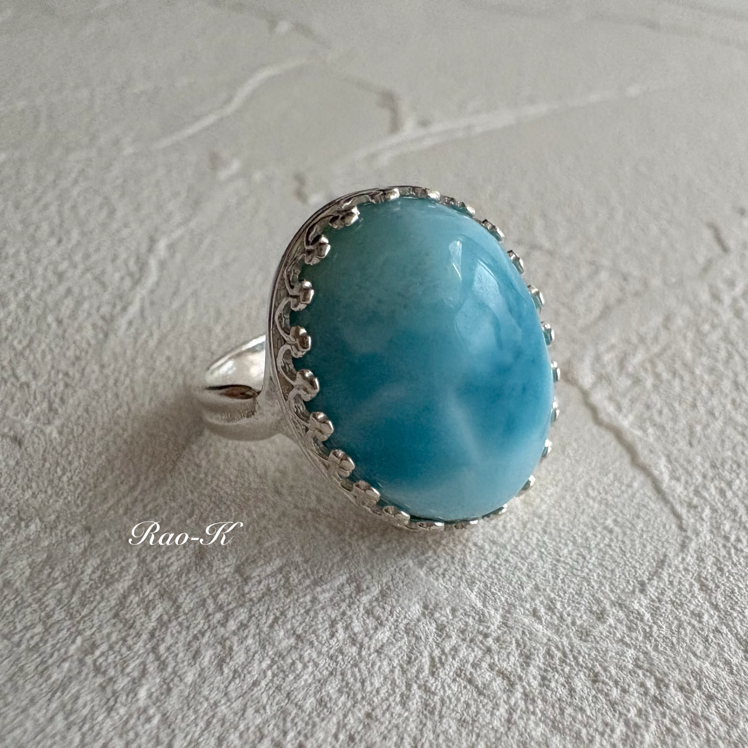 ✨silver925大人のアンティーク調リング〜極上ラリマー