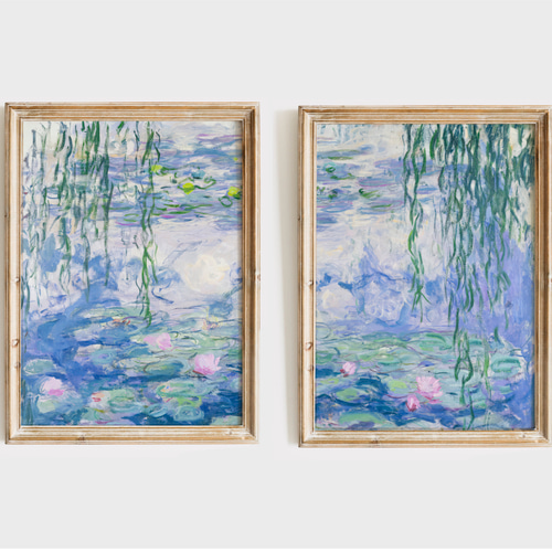 モネ 睡蓮 アートポスター 2枚セット アンティーク 印象派 名画 水辺