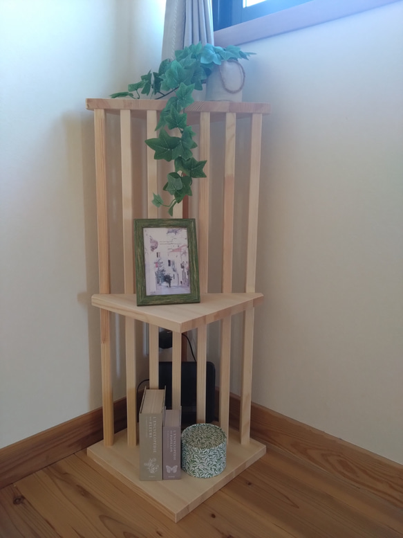 ☆送料無料☆サイズ変更可能☆階段型格子型木製飾り棚②シェルフ