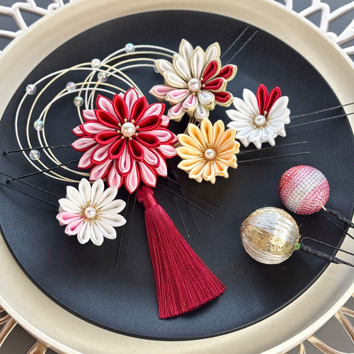 ゆ*う様 七五三　七五三髪飾り　ヘッドドレス　着物髪飾り　リメイク髪飾り　023 七五三 七五三髪飾り ヘッドドレス 着物髪飾り リメイク髪飾り